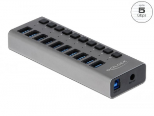 Delock SuperSpeed USB hub 10db USB 3.0 csatlakozóval és kapcsolóval (63670)