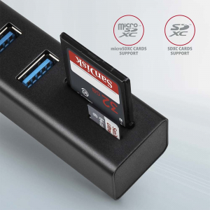 Axagon HMA-CR3A 3 portos USB3.2 Gen 1 hub kártyaolvasóval fekete