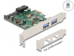 Delock PCI Express x1 k&aacute;rtya - 2 x k&uuml;lső USB-A 3.2 Gen1 (90096)