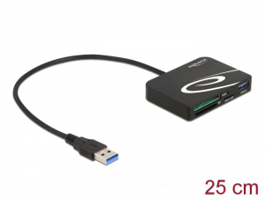 Delock XQD / SD / Micro SD kártyaolvasó + USB-A port (91756)