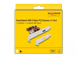 DeLock DL89273 PCI Express kártya 1 x extern 1 x intern USB 3.0