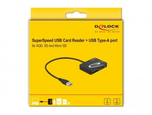 Delock XQD / SD / Micro SD kártyaolvasó + USB-A port (91756)