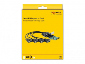 Delock PCI Express x1 kártya > 4 x soros RS-232 tápfeszültséggel (89938)