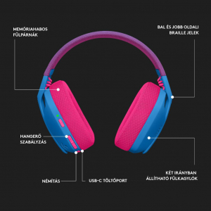 Logitech G435 Lightspeed Wireless kék gamer headset + Logitech G Pro Hero Gaming USB egér (991-000527)