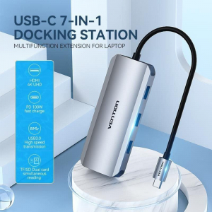 Vention USB-C -> HDMI/USB 3.0x3/SD/TF/PD dokkoló (TOJHB)