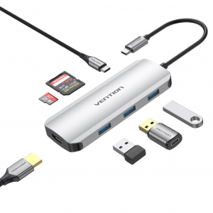 Vention USB-C -> HDMI/USB 3.0x3/SD/TF/PD dokkoló (TOJHB)