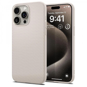 Spigen Liquid Air iPhone 15 Pro Max tok Natural Titanium - bézsszínű (ACS07212)