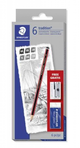 Staedtler Grafitceruza k&eacute;szlet hegyezővel &eacute;s rad&iacute;rral 6 k&uuml;l&ouml;nb&ouml;ző kem&eacute;nys&eacute;g (TS61110C6)