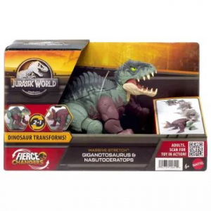 Mattel Jurassic World: Deluxe átalakuló dinó figura - Gigantosaurus és Nasutoceratops (194735156214)
