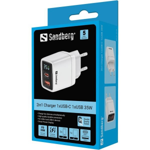 Sandberg 441-52 2in1 Charger töltő 1xUSB-C 1xUSB 35W