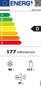 Whirlpool WHC20 T593 beépíthető alulfagyasztós hűtőszekrény