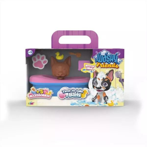 Kidz World Washy Friends: Color reveal Pancsoló kutyusok káddal és 5 kiegészítővel - Boston terrier (K02WFS04-03)