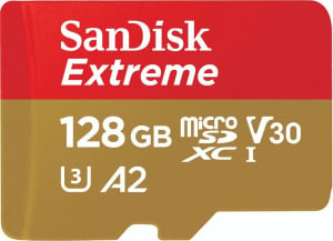 128GB microSDXC Sandisk Extreme U3 A2 V30 + adapter (SDSQXAA-128G-GN6AA / 214510)