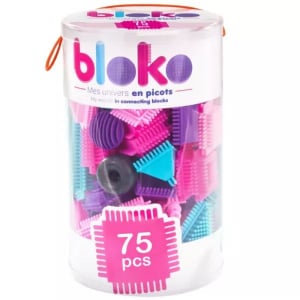 Mochtoys Bloko: Tüskés építőjáték hengerben - 75 db-os, rózsaszín (5907442116328)