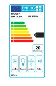 HOME konyhai páraelszívó TORNADO, három sebességfokozat, légszállítás: 200 m3/h, 38 W, 60 cm, fehér, KPE 6020W