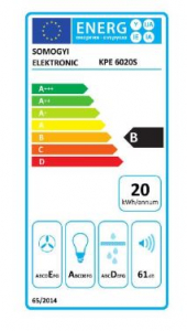 HOME konyhai páraelszívó TORNADO, három sebességfokozat, légszállítás: 200 m3/h, 38 W, 60 cm, rozsdamentes acél, fehér, KPE 6020S