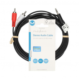 Nedis 3.5 mm Jack - 2x RCA audiokábel 3m (CAGL22200BK30)