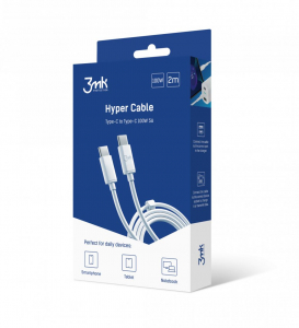 3mk Hyper USB-C 100W kábel 2m fehér (3MK464543)