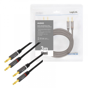 LogiLink 2x2 Banán csatlakozós audio kábel 3m fekete (CA1210)