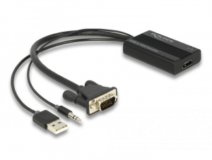 Delock HDMI - VGA adapter audió funkcióval 25cm fekete (64172)