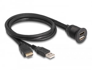 Delock HDMI és USB 2.0 hosszabbító kábel 1m fekete (87880)