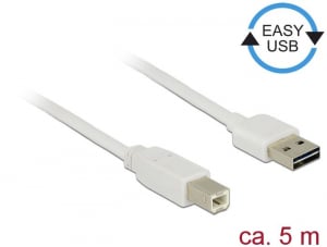 Delock EASY USB 2.0 Type-A -> Type-B kábel 5m fehér (85155)