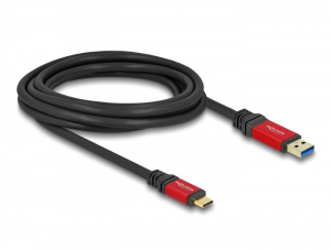 Delock USB-A - USB-C összekötő kábel 3m piros-fekete (80619)