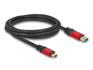 Delock USB-A - USB-C összekötő kábel 2m piros-fekete (80618)