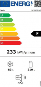 Tesla RC3200FHXE alulfagyasztós hűtőszekrény inox