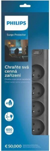 Philips SPN7080BA/60 túlfeszültségvédő elosztó 8 aljzat 2m fekete