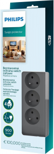 Philips SPN3140A/60 túlfeszültségvédő elosztó 4 csatlakozó 2m