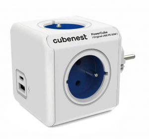 Cubenest Powercube Original elosztó 4x aljzat 1x USB-A 1x USB-C fehér-kék (6974699970811)