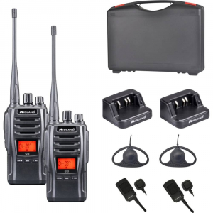Midland walkie-talkie set, Headset, t&aacute;ska, Akkupakk, PMR k&eacute;sz&uuml;l&eacute;k, fekete, C1462.S1
