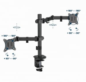 Gembird 2 monitor számára asztalra erősíthető tartó 17”-32” fekete (MA-D2-03)