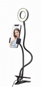 Gembird asztalra csíptetős LED körlámpa és telefontartó (LED-RING4-PH-01)