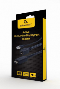 Gembird Cablexpert aktív 4K HDMI apa - DisplayPort anya adapter fekete (A-HDMIM-DPF-01)