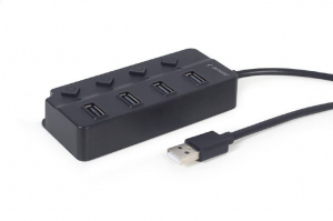 Gembird 4portos USB Hub kapcsolókkal fekete (UHB-U2P4P-01)