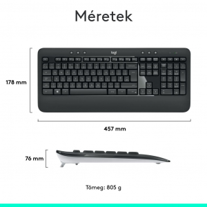 Logitech MK540 Advanced vezeték nélküli billentyűzet + optikai egér (920-008690)