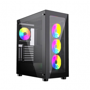 Gembird Fornax X450MAX táp nélküli ablakos microATX ház fekete (CCC-FC-X450MAX)