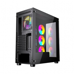 Gembird Fornax X450MAX táp nélküli ablakos microATX ház fekete (CCC-FC-X450MAX)