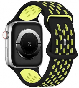 Gigapack Apple Watch Ultra 2 49mm nagy szilikon pótszíj fekete-sárga (GP-149570)