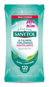 Sanytol &aacute;ltal&aacute;nos t&ouml;rlőkendő fertőtlen&iacute;tő 120db (36631352)