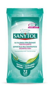 Sanytol általános törlőkendő fertőtlenítő 72db (36631342/22158)