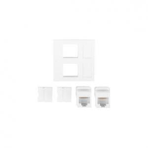 Lanberg beépítőkeret 2xRJ45 CAT.6 UTP keystone modullal fehér (WS-4545-2XRJ45K-W)