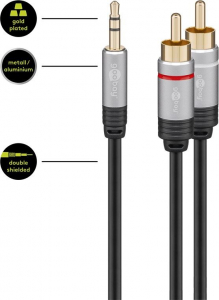 Goobay 3,5 jack - RCA kábel 5m fekete (79066)