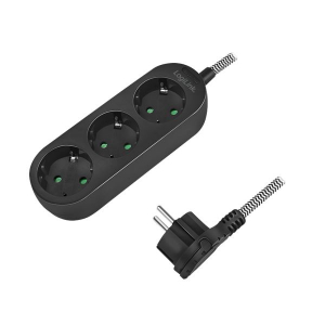 LogiLink hosszabbító 3x CEE 7/3 csatlakozó, 1,5m kábel fekete (LPS261)