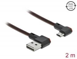 Delock USB 2.0 A - USB 2.0 Micro-B k&aacute;bel der&eacute;ksz&ouml;gben hajl&iacute;tott csatlakoz&oacute;kkal 2m (85273)