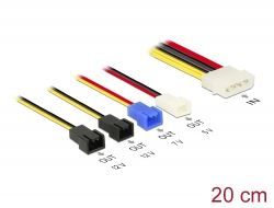 Delock tápkábel 4 tűs apa Molex csatlakozó > 4 x 2 tűs ventilátor csatlakozó (12 V / 7 V / 5 V) 20cm (85516)