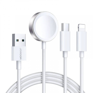 Joyroom S-IW008 Apple Watch indukciós töltő + Lightning + USB-C kábel 1.2m fehér