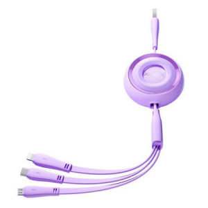 Joyroom Colorful S-A40 3in1 USB-A - USB-C/Lightning/Micro USB kábel 1m lila